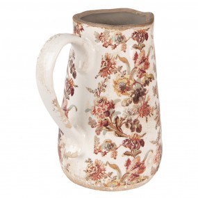 26CE1651M Decoration can 16x12x18 cm Beige Pink Ceramic Flowers Pitcher