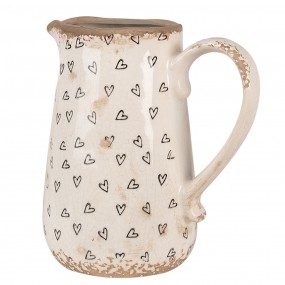 26CE1654M Decoration can 16x12x18 cm Beige Black Ceramic Hearts Pitcher