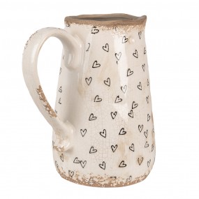 26CE1654M Decoration can 16x12x18 cm Beige Black Ceramic Hearts Pitcher