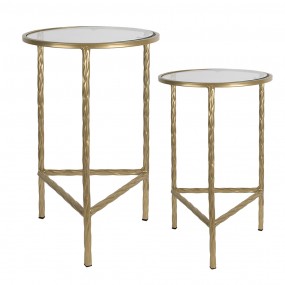 26Y5244 Side Table Set of 2 Ø 35 Ø 30 cm Gold colored Iron Glass Side Table