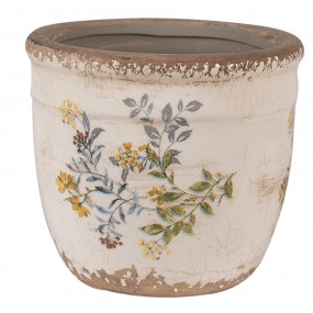 26CE1607S Pot de fleurs Ø 13x11 cm Beige Jaune Céramique Fleurs Pot de fleurs d'intérieur