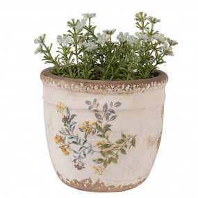 26CE1607S Pot de fleurs Ø 13x11 cm Beige Jaune Céramique Fleurs Pot de fleurs d'intérieur