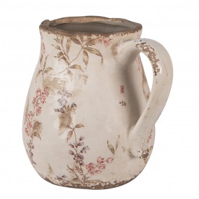 26CE1616M Decoration can 17x13x16 cm Beige Pink Ceramic Flowers Pitcher