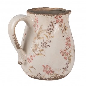 26CE1616M Decoration can 17x13x16 cm Beige Pink Ceramic Flowers Pitcher