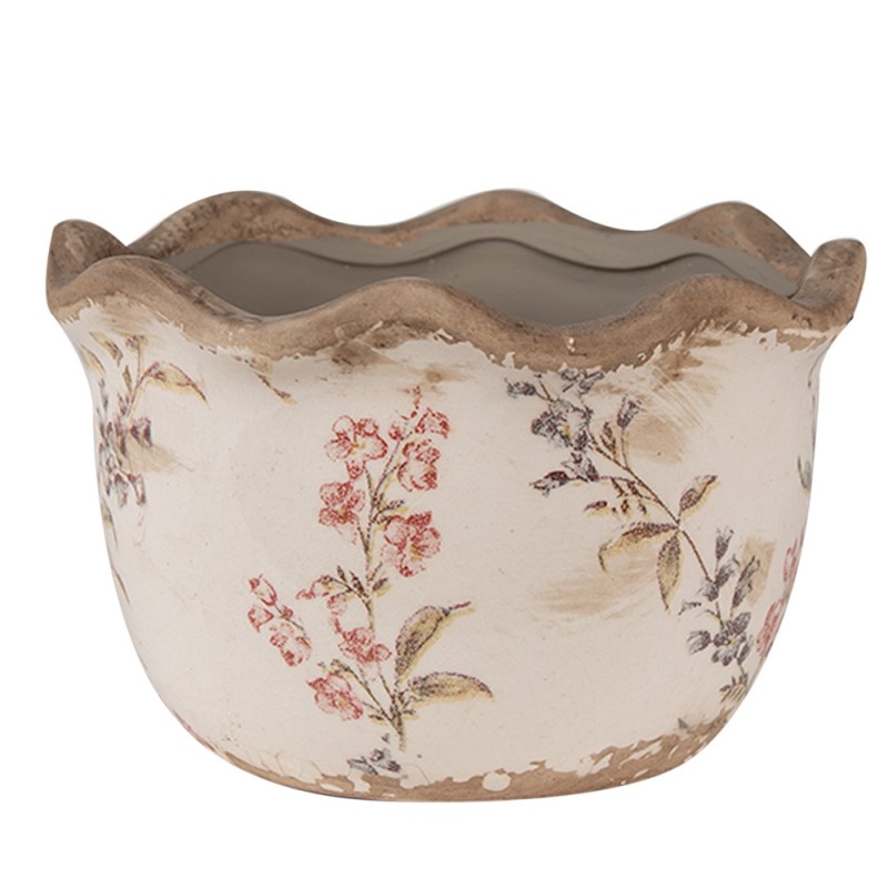 6CE1617S Pot de fleurs Ø 14x9 cm Beige Rose Céramique Fleurs Pot de fleurs d'intérieur