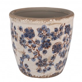 26CE1619L Pot de fleurs Ø 17x16 cm Beige Bleu Céramique Fleurs Pot de fleurs d'intérieur