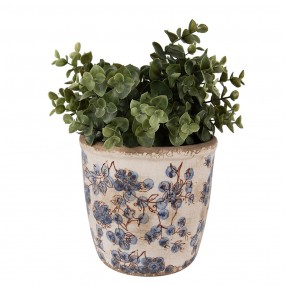 26CE1619M Pot de fleurs Ø 14x14 cm Beige Bleu Céramique Fleurs Pot de fleurs d'intérieur