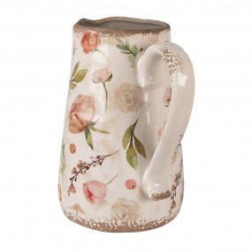 26CE1624L Decoration can 21x15x23 cm Beige Pink Ceramic Flowers Pitcher