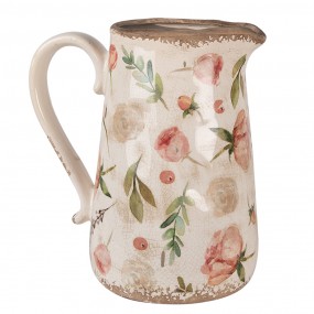 26CE1624L Decoration can 21x15x23 cm Beige Pink Ceramic Flowers Pitcher