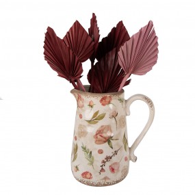 26CE1624L Decoration can 21x15x23 cm Beige Pink Ceramic Flowers Pitcher