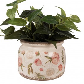 26CE1625L Pot de fleurs Ø 20x15 cm Beige Rose Céramique Fleurs Pot de fleurs d'intérieur