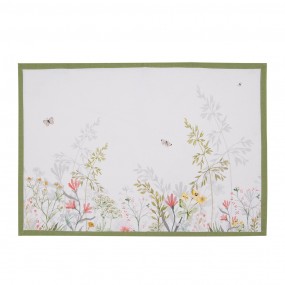 2WFF40 Placemats Set of 6 48x33 cm White Cotton Flowers