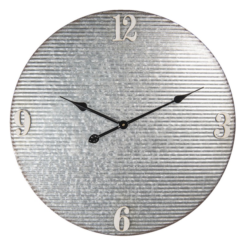 6KL0621 Wall Clock Ø 60 cm Grey Metal Round Hanging Clock