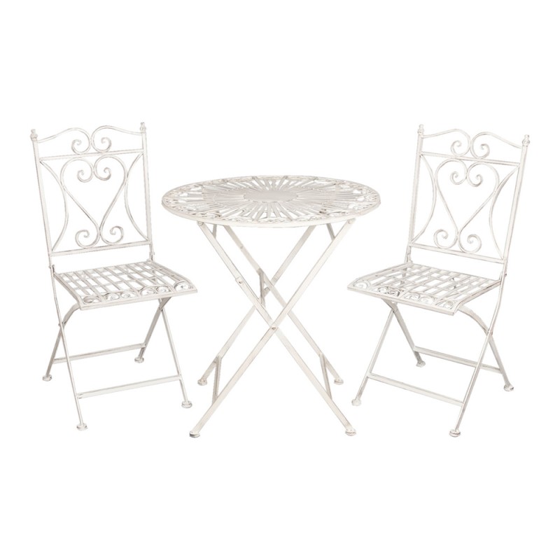5Y0127 Bistro Set Bistro Table Bistro Chair Set of 3 White Iron Balcony Set