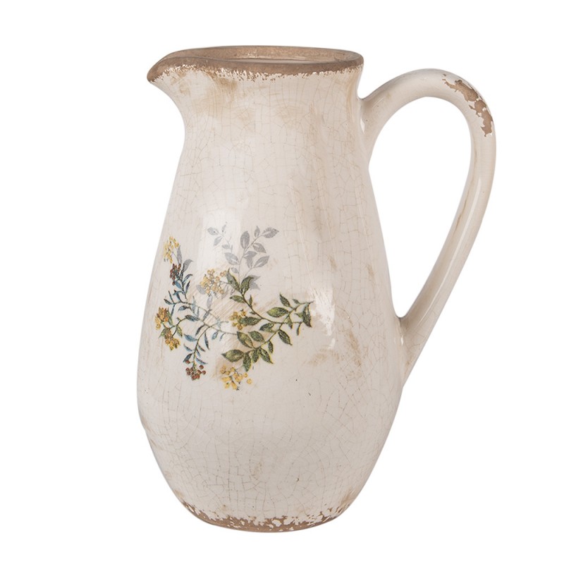 6CE1606M Decoration can 17x13x22 cm Beige Yellow Ceramic Flowers Pitcher