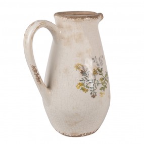 26CE1606M Decoration can 17x13x22 cm Beige Yellow Ceramic Flowers Pitcher