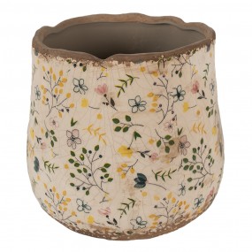 26CE1610L Pot de fleurs Ø 21x19 cm Beige Céramique Fleurs Pot de fleurs d'intérieur