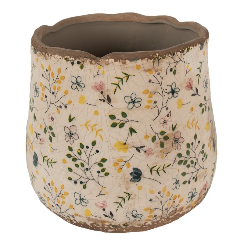 6CE1610L Fioriera Ø 21x19 cm Beige Ceramica Fiori  Fioriera per interni