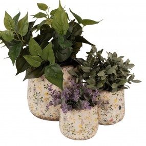 26CE1610L Planter Ø 21x19 cm Beige Ceramic Flowers Indoor Planter