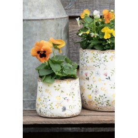 26CE1610L Planter Ø 21x19 cm Beige Ceramic Flowers Indoor Planter