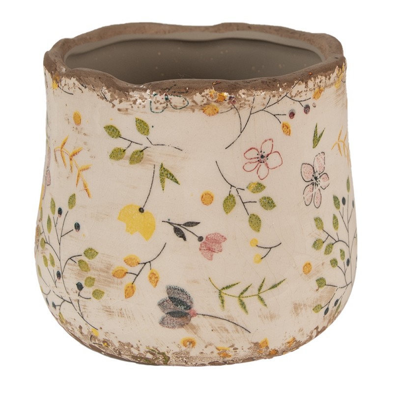 6CE1610XS Fioriera Ø 11x10 cm Beige Giallo Ceramica Fiori  Fioriera per interni