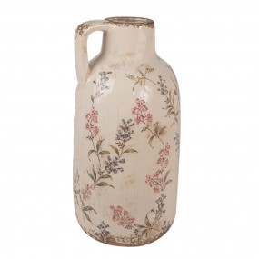 26CE1614 Decoration can Ø 13x25 cm Beige Pink Ceramic Flowers Pitcher