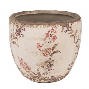 26CE1615S Pot de fleurs Ø 13x11 cm Beige Rose Céramique Fleurs Pot de fleurs d'intérieur