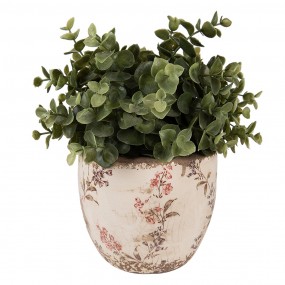 26CE1615S Planter Ø 13x11 cm Beige Pink Ceramic Flowers Indoor Planter