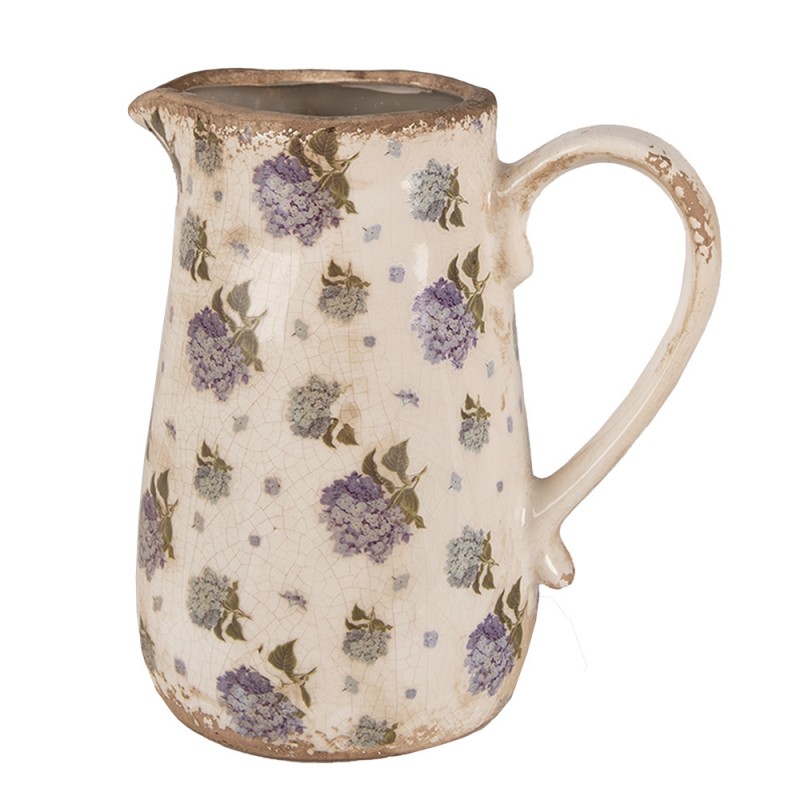 6CE1640M Decoration can 16x12x18 cm Beige Blue Ceramic Flowers Pitcher