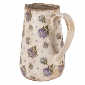 26CE1640M Decoration can 16x12x18 cm Beige Blue Ceramic Flowers Pitcher