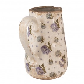 26CE1640M Decoration can 16x12x18 cm Beige Blue Ceramic Flowers Pitcher