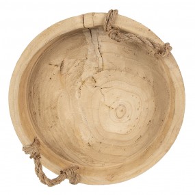 26H1756CH Decorative Serving Tray Ø 35 cm Brown Wood Round Serving Platter