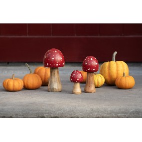 26H2309L Decoration Mushroom Ø 8x16 cm Red Wood