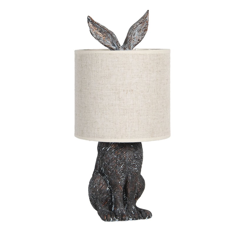 6LMC0013 Lampe de table Lapin Ø 20x45 cm  Marron Beige Plastique Rond Lampe de bureau