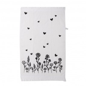 2CT023 Guest Towel 40x66 cm White Black Cotton Flowers Toilet Towel