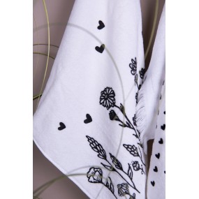 2CT023 Guest Towel 40x66 cm White Black Cotton Flowers Toilet Towel