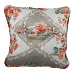 2Q196.020 Cushion Cover 40x40 cm Grey Pink Cotton Polyester Flowers Pillow Cover