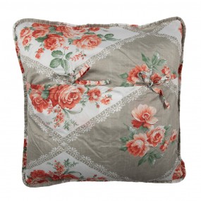2Q196.030 Cushion Cover 50x50 cm Grey Pink Cotton Polyester Flowers Pillow Cover