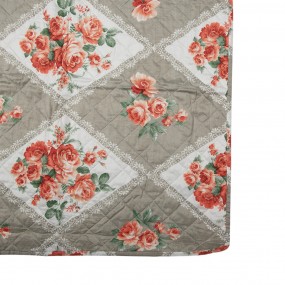 2Q196.059 Couvertures 140x220 cm Gris Rose Coton Polyester Fleurs Rectangle Couvre-lit