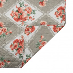 2Q196.059 Tagesdecke 140x220 cm Grau Rosa Baumwolle Polyester Blumen Rechteck Bettdecke
