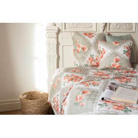 2Q196.059 Couvertures 140x220 cm Gris Rose Coton Polyester Fleurs Rectangle Couvre-lit