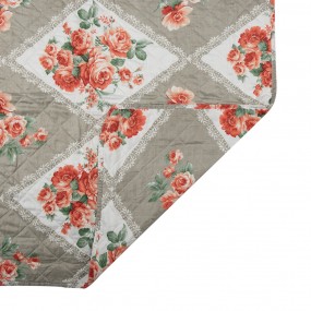 2Q196.061 Tagesdecke 240x260 cm Grau Rosa Baumwolle Polyester Blumen Rechteck Bettdecke