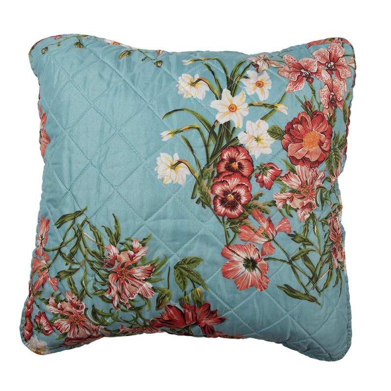 Q197.030 Cushion Cover 50x50 cm Blue Pink Cotton Polyester Flowers Pillow Cover