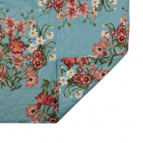 2Q197.059 Couvertures 140x220 cm Bleu Rose Coton Polyester Fleurs Rectangle Couvre-lit