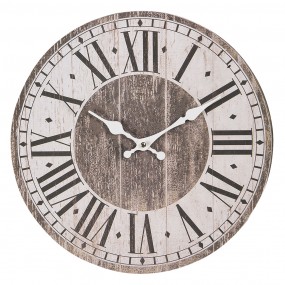 26KL0627 Wall Clock Ø 34 cm  Brown Wood Round Hanging Clock