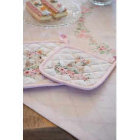 2FEB01-1 Tischdecke 100x100 cm Rosa Baumwolle Kaninchen Quadrat