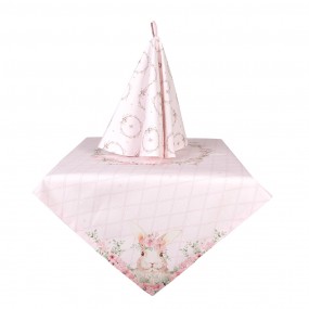 2FEB05-1 Chemin de table 150x250 cm Rose Coton Lapin Nappe