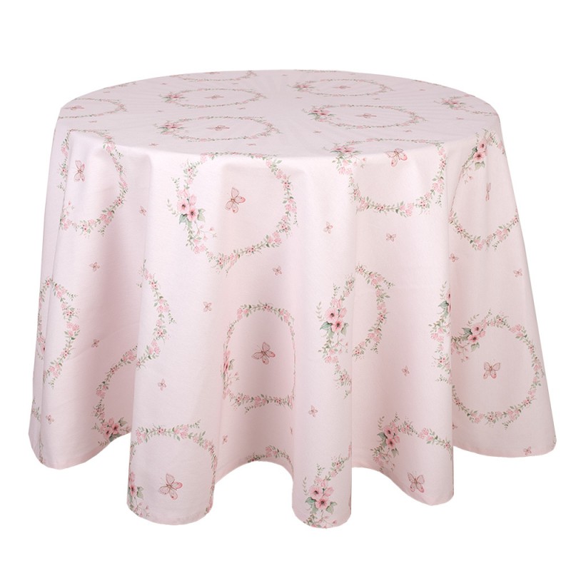 FEB07-1 Tablecloth Ø 170 cm Pink Cotton Rabbit Round Table cloth