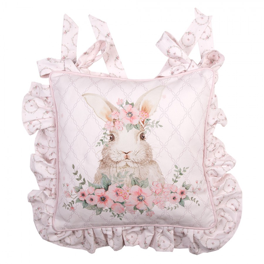 Chez Moi cushion cover with Sangallo lace ruffles cm.40x40 natural color