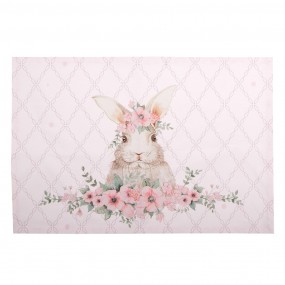 2FEB40-1 Placemats Set of 6 48x33 cm Pink Cotton Rabbit
